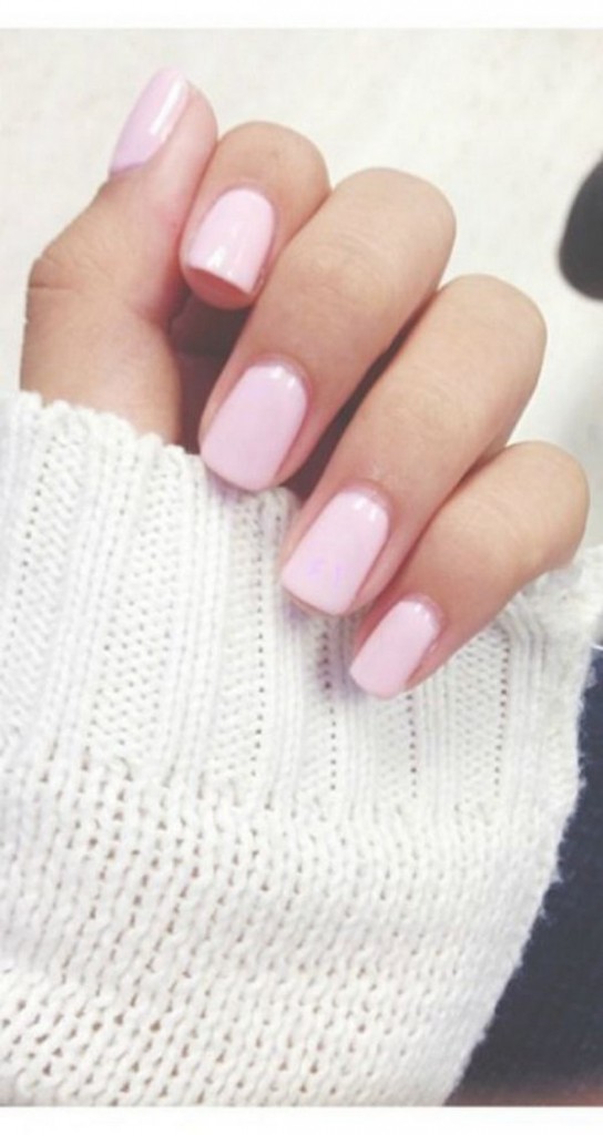 uñas de un solo color rosas