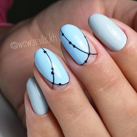 Uñas Azul Claro Decoradas (14)