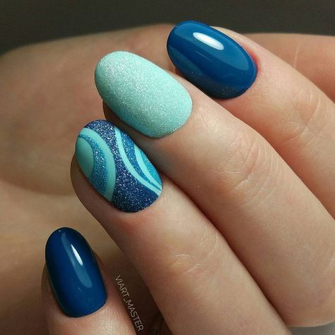 Uñas Azul Claro Decoradas (15)