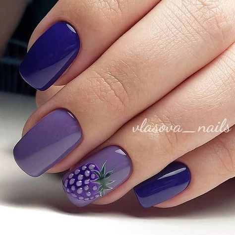 Uñas Azul Oscuro Decoradas (4)