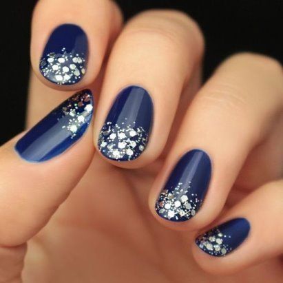 Uñas Azul Y Plata (9)