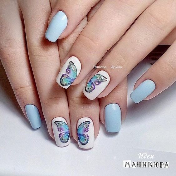 Uñas Azules Decoradas (8)