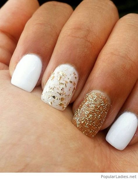 Uñas Doradas Y Blanco (1)