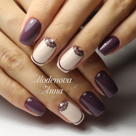 Uñas Decoradas Vino Con Dorado (3)