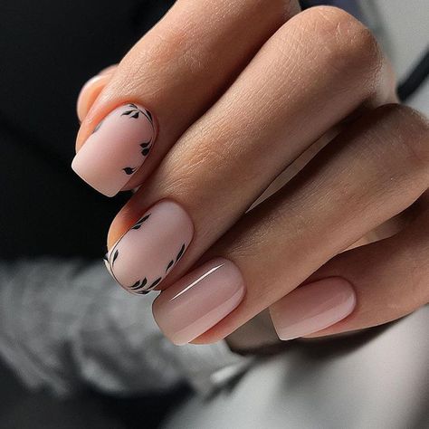 Uñas Rosadas Con Negro (9)