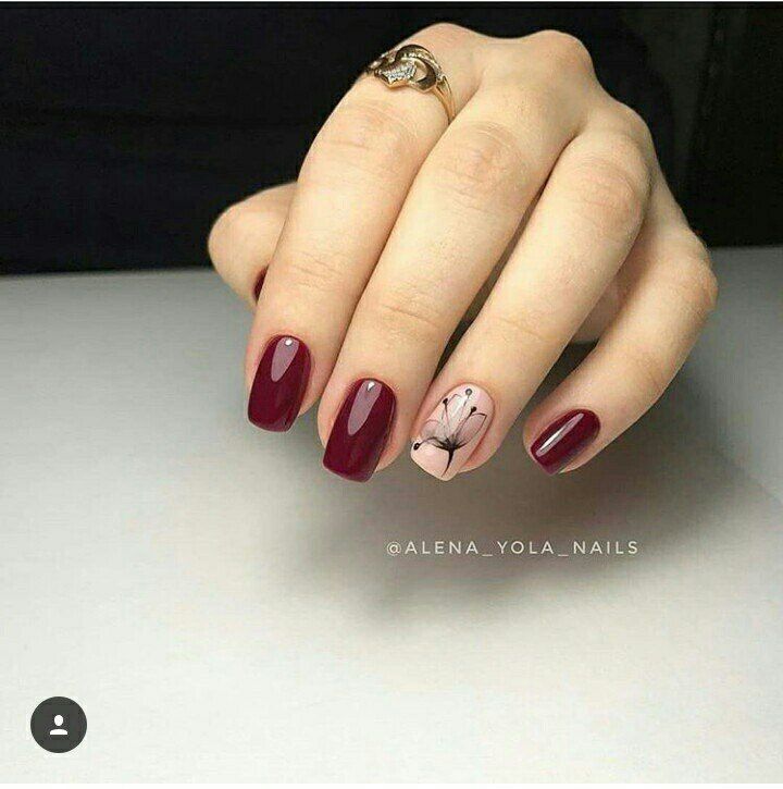 Uñas Vino Con Beige