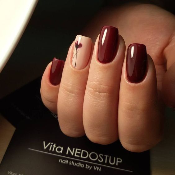 Uñas Vino Y Beige (1)